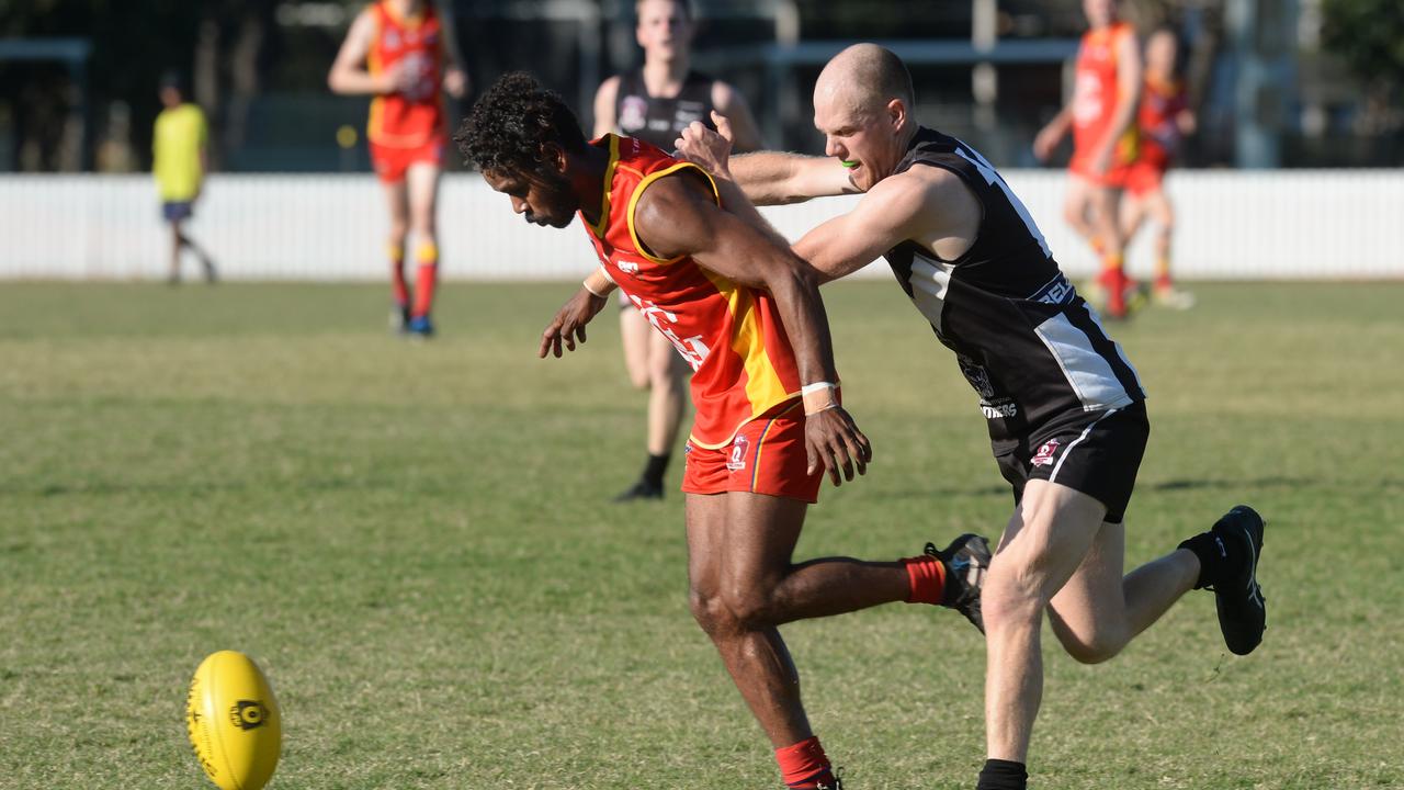 AFL A GRADE: Gladstone's Ernest Nardoo and Panthers' Daniel Mill