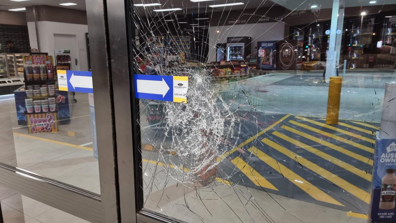 The Pearl Energy service station in Harlaxton was attacked by two people, believed to be youths, with a hammer.