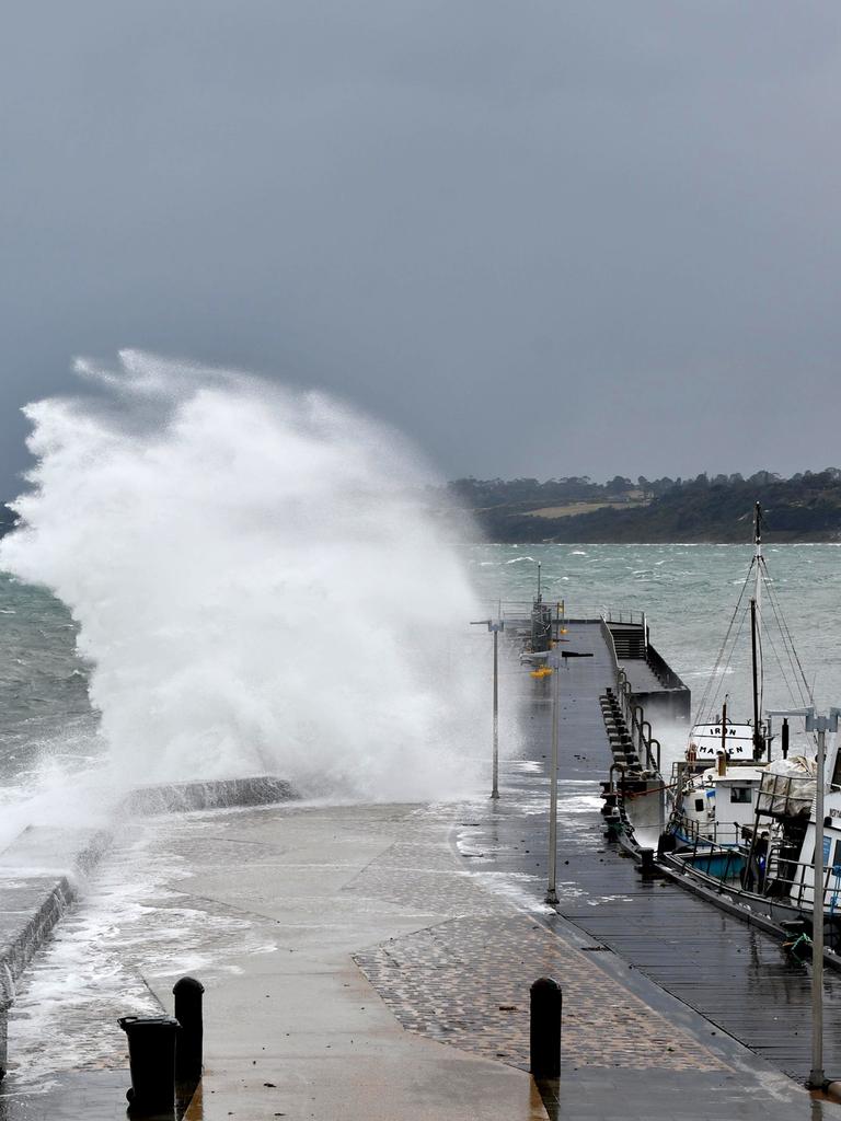 Heavy seas at Mornington Pier. Picture: Adam Richmond