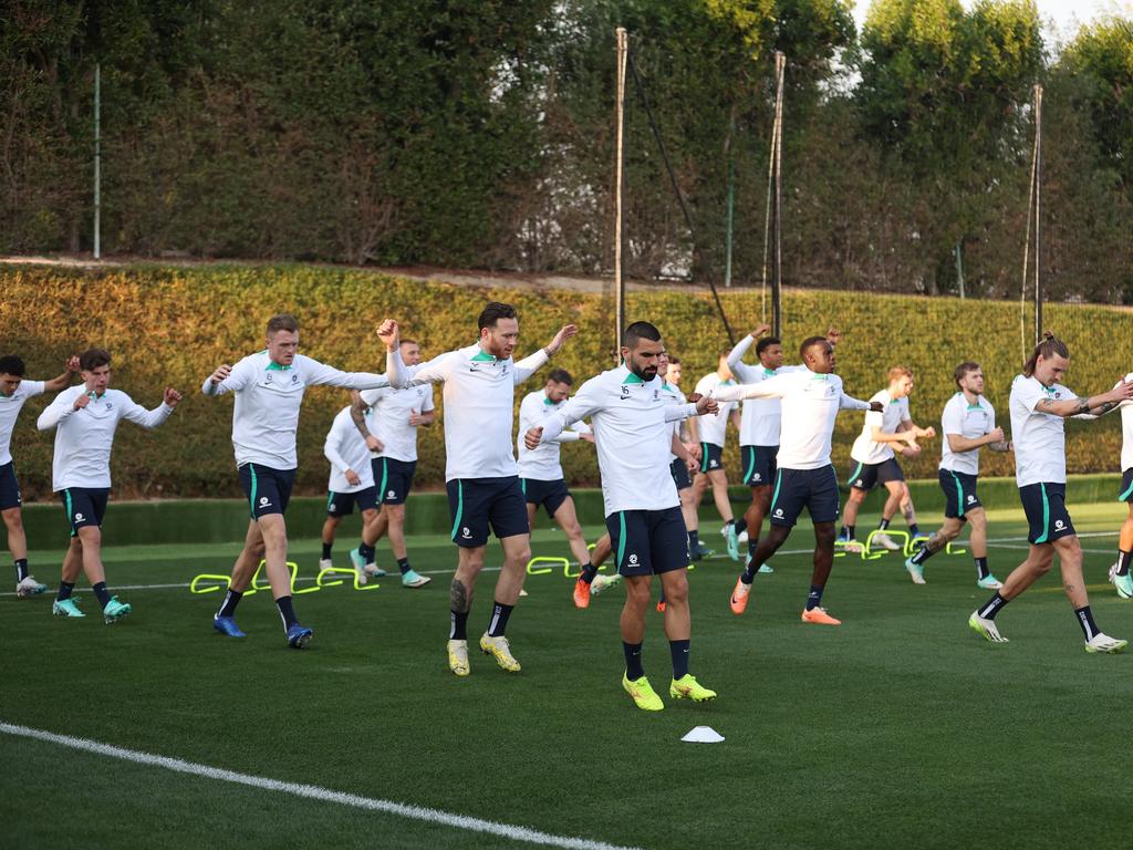 The Socceroos hit the training paddock ahead of their opening Asian Cup match against India. Picture: Robert Cianflone/Getty Images