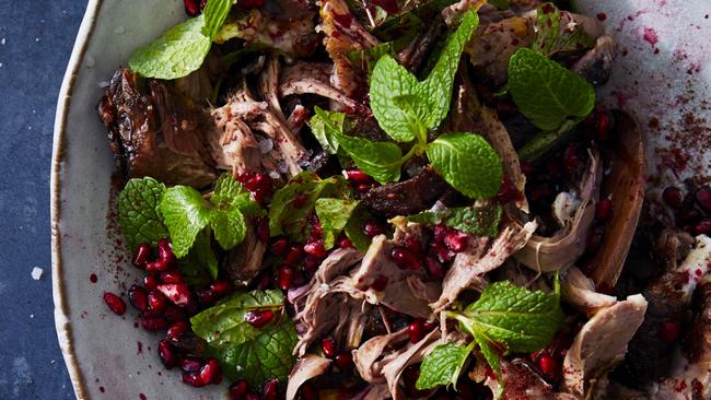 Slow-cooked lamb shoulder with pomegranate. Picture: Guy Bailey.