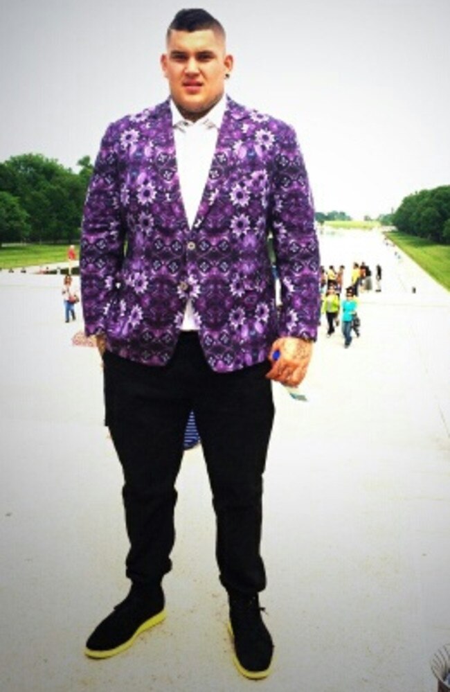 Superbowl champion Jesse Williams in a jacket he wore to the White House.