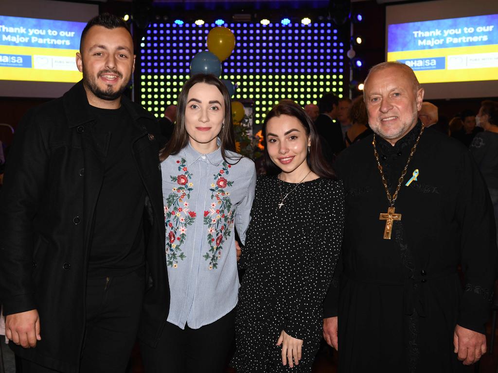 <p>Marko Kvasniuk, Tetiana Andriiets, Vasylyna Smoliak and Reverend Evgen Kvasniuk. Picture: Naomi Jellicoe</p>