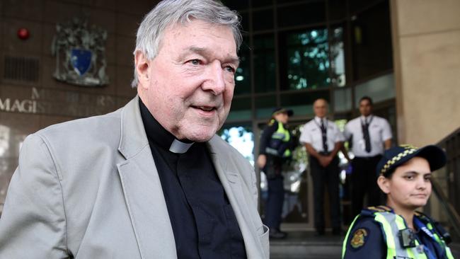 Cardinal George Pell outside Melbourne Magistrates’ Court.