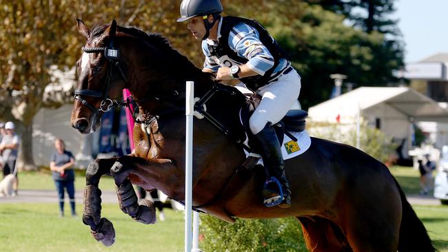 ADELAIDE, AUSTRALIA - NewsWire Photos 21, April, 2023: Shane Rose on Virgil during the Cross Country 5 star event at the Adelaide International 3 Day Event.  Picture: NCA NewsWire / Kelly Barnes