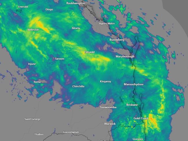 A big rain band stretches across Queensland. Photo: Windy