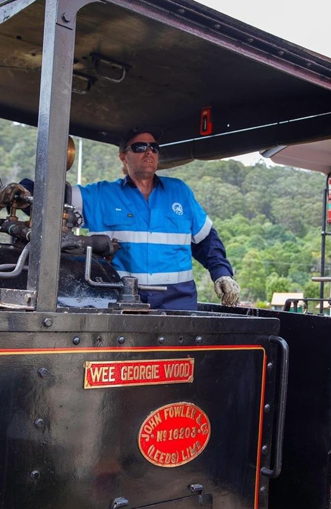 Tullah local Benjamin Carrick is the Treasurer, Secretary, and Train Driver for the Wee Georgie Wood Steam Railway. Picture: Supplied