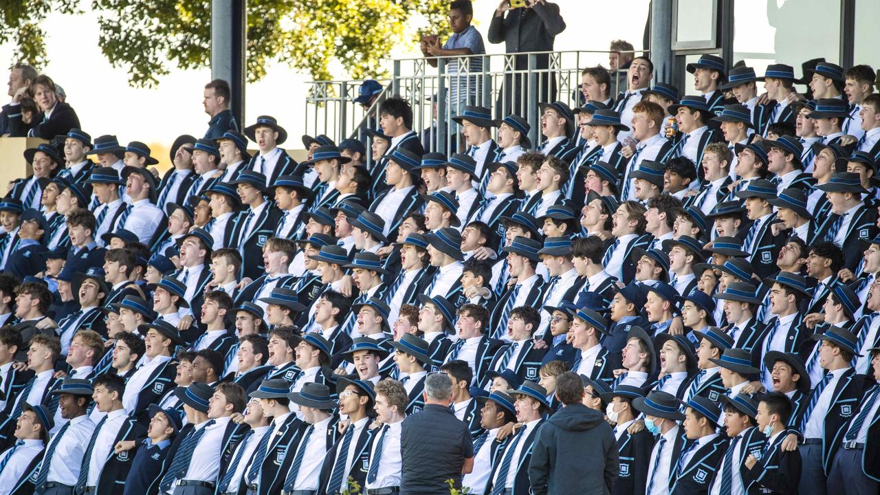 Brisbane Grammar celebrate a try in the GPS 1st XV Rugby game between Brisbane Grammar and Gregory Terrace at Northgate, Saturday, July 30, 2022 - Picture: Richard Walker