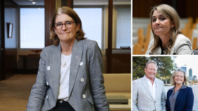 Clockwise from left: Michele Bullock became the first female head of the Reserve Bank; Kelly Bayer Rosmarin quit after the Optus outage; and Andrew and Nicola Forrest announced their separation.