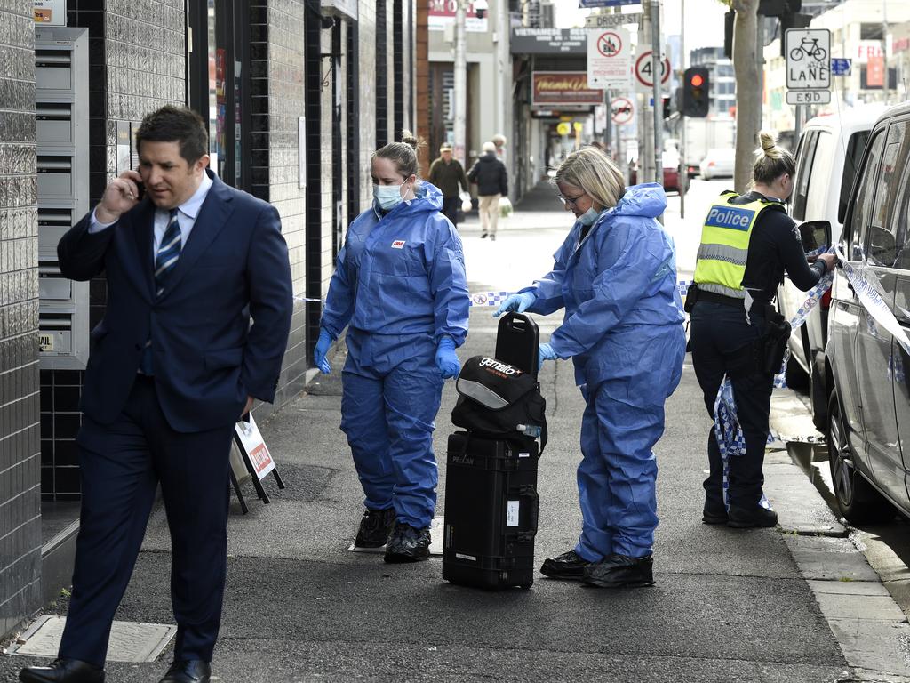 Police investigate at the Royal Hotel in Footscray. Picture: Andrew Henshaw