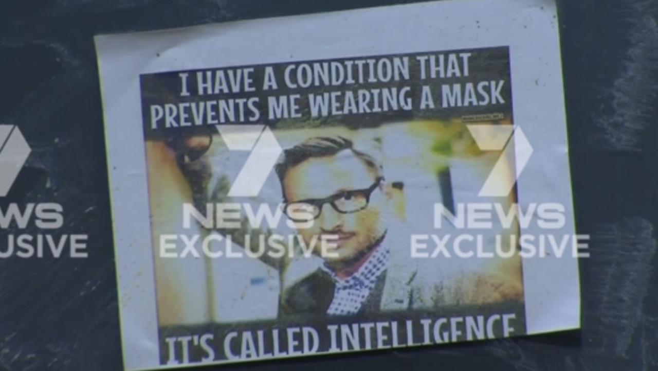 A poster left by the vandals. Picture: Channel 7