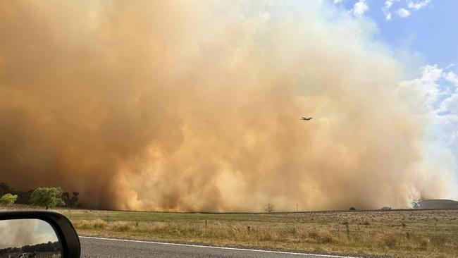 Fires heading north from Tenterfield on October 31, 2023. Pictures: Social media/ Cathy Madelo