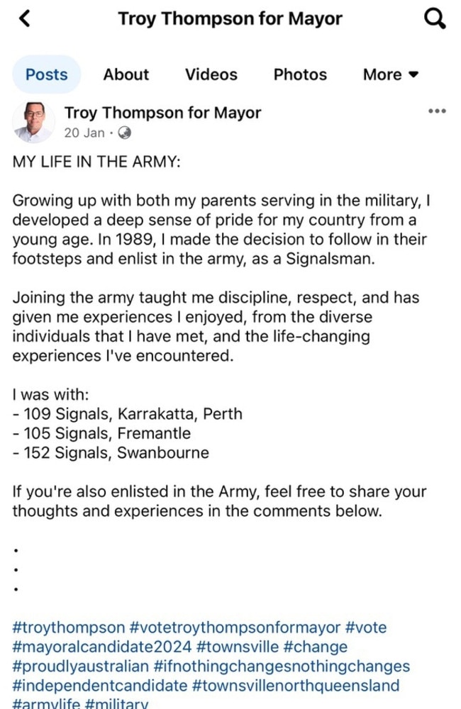 Troy Thompson's post about his life in the army.