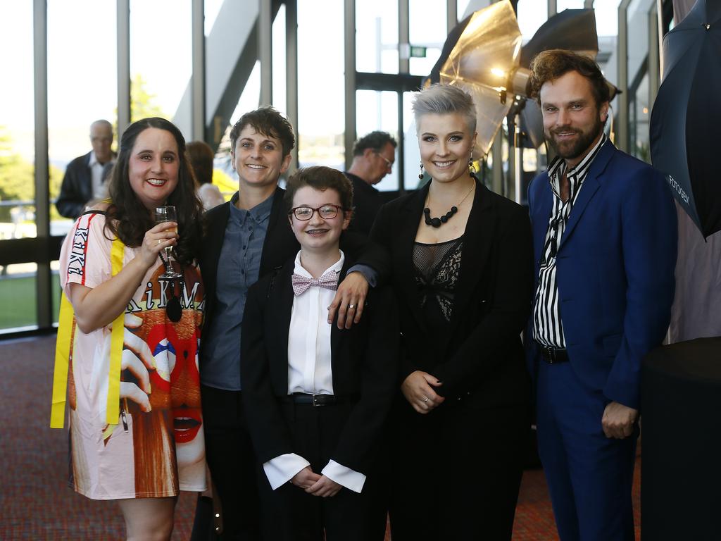 2020 Tasmanian Theatre Awards at Wrest Point. (L-R) Georgie Todman, Katie Hill, Arwen Porter, Grace Roberts, Chris Jackson all of Launceston. Picture: MATT THOMPSON