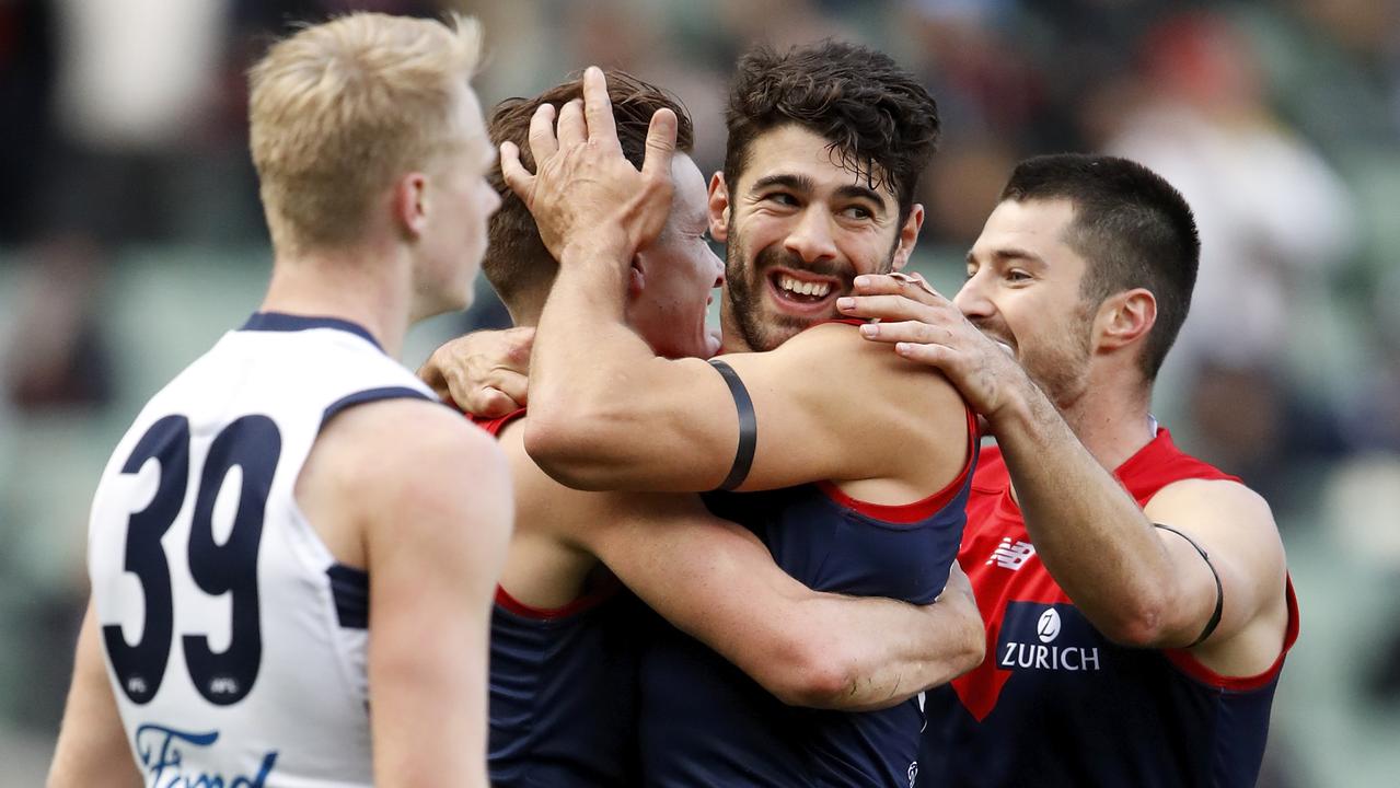 Christian Petracca had a career high for disposals against Geelong. Picture: Getty Images