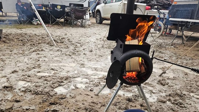 Campers are doing whatever they can to stay warm. Picture: Supplied