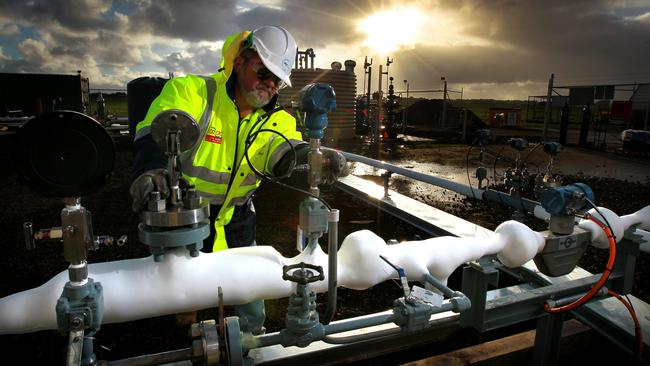 Operations supervisor Andrew Leat working on frozen pipes that contain the -20C CO<span csl="#15">2</span> at the CO2CRC Otway Project in Victoria.