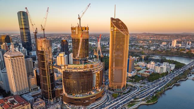 A progress image showing The Star Brisbane and Queen's Wharf Brisbane precinct. Photo: The Star Entertainment Group.