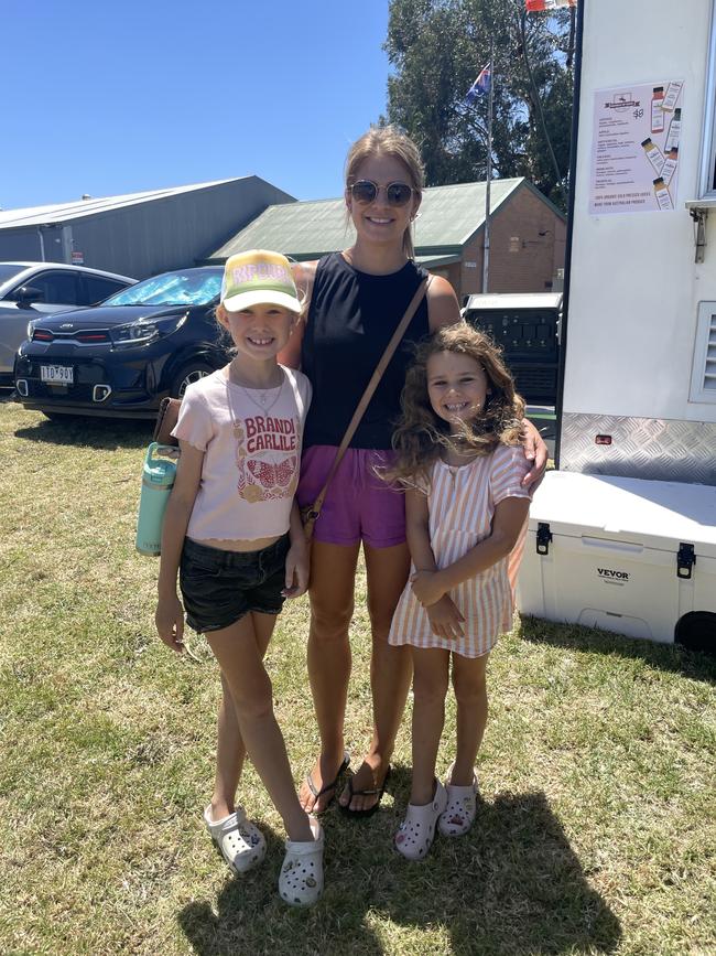 Ella, Laura McGrath and Millie at the Lang Lang Pastoral Agricultural and Horticultural Show on Saturday, January 18, 2025. Picture: Jack Colantuono