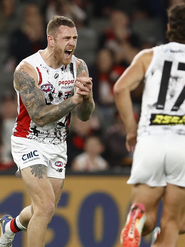 Tim Membrey adds to North Melbourne’s pain. Picture: Darrian Traynor/AFL Photos/Getty Images