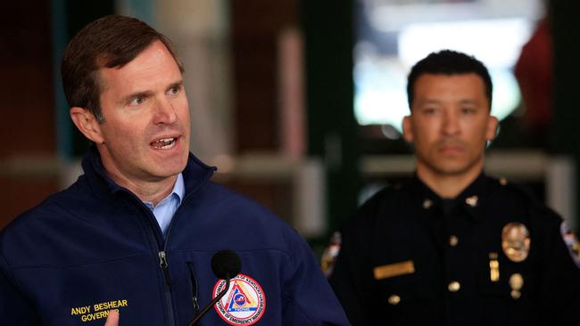 Andy Beshear, Governor of Kentucky, speaks during a news conference after a gunman opened fire killing several people. Picture: Luke Sharrett/Getty Images North America/Getty Images via AFP