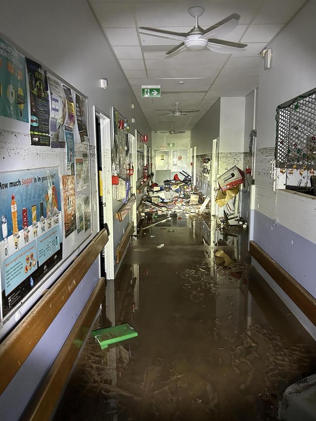 The Wujal Wujal Primary Health Care Centre hallway after the flood.