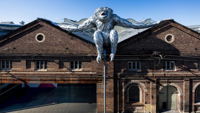 Sydney Contemporary unveils a giant 20m wide Skywalker Gibbon installation on the roof of Carriageworks for Installation Contemporary. Picture: Supplied