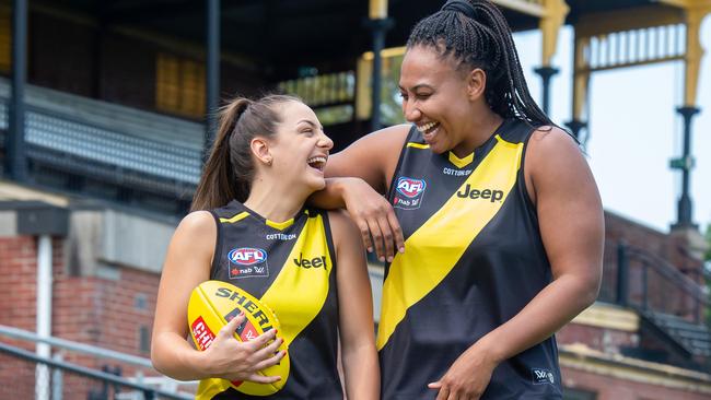 The short and tall of the Tigers, Mon Conti and Sabrina Frederick. Picture: Jay Town