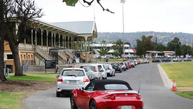 Victoria Park’s Covid testing site at 8am on Monday, December 20. Picture: Michael Marschall