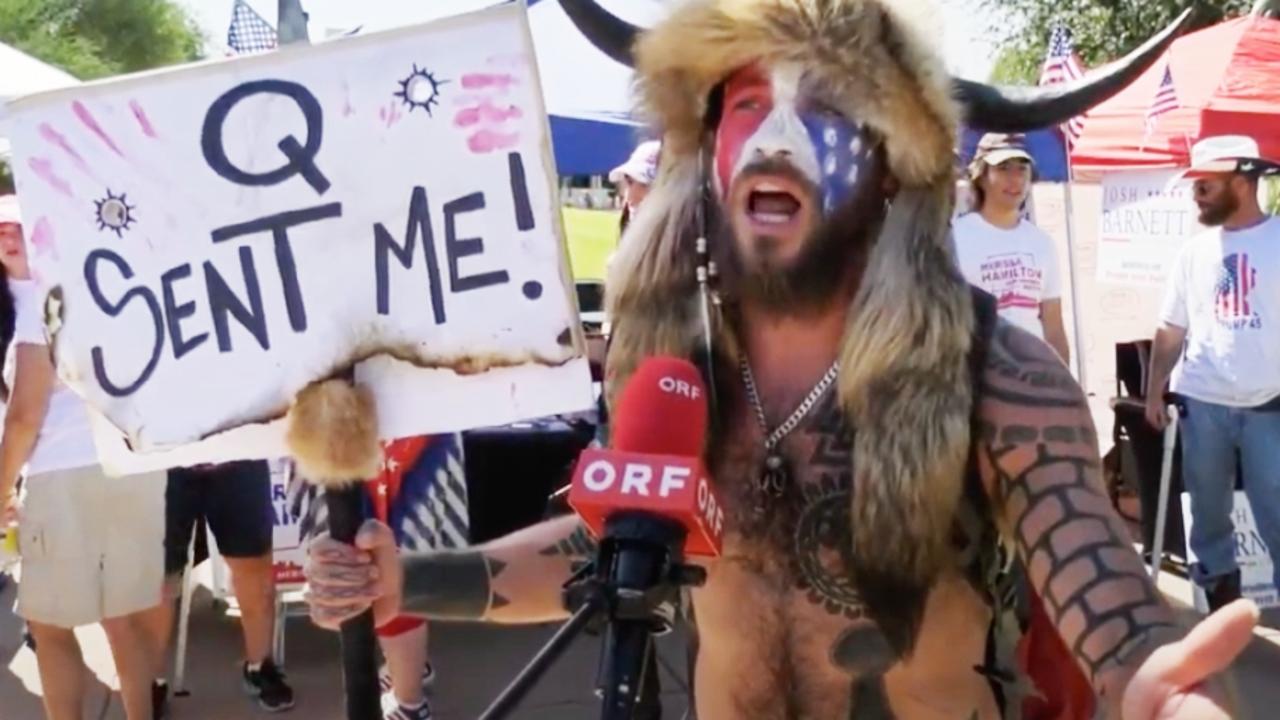 Jake Angeli protesting last year in his home Arizona. Picture: ORF