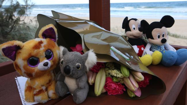 Tributes left for the infant who died on Surfers Paradise beach. Picture: Glenn Hampson