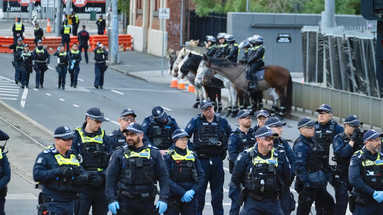 Scenes outside the expo on Thursday have been subdued. Picture: NewsWire / Luis Enrique Ascui