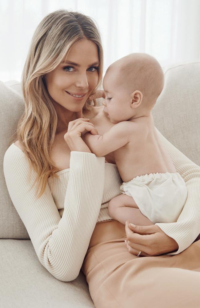 Jen Hawkins, with daughter Frankie, is the global ambassador for Bubs. Photograph: Steven Chee