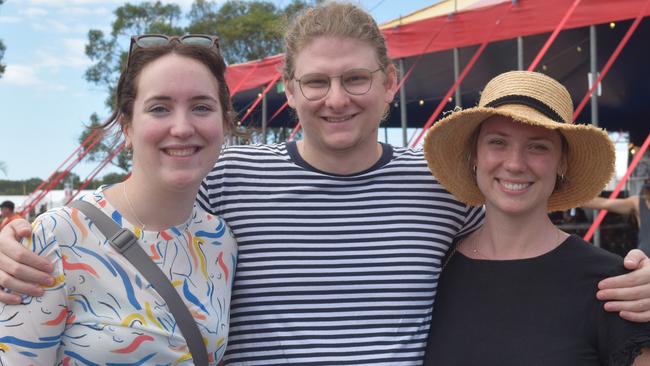 Sally Nicklin, Brian Sivertsen and Lucy Nicklin weren’t fussed by Anthony Albanese's appearance at Bluesfest, but said his pro-arts message was well received. Picture: Nicholas Rupolo.