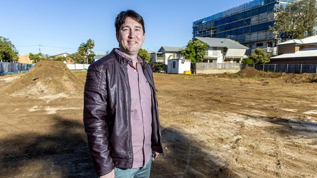 Developer Justin Ham on the site of the new cinema. Picture: AAP Image/Richard Walker