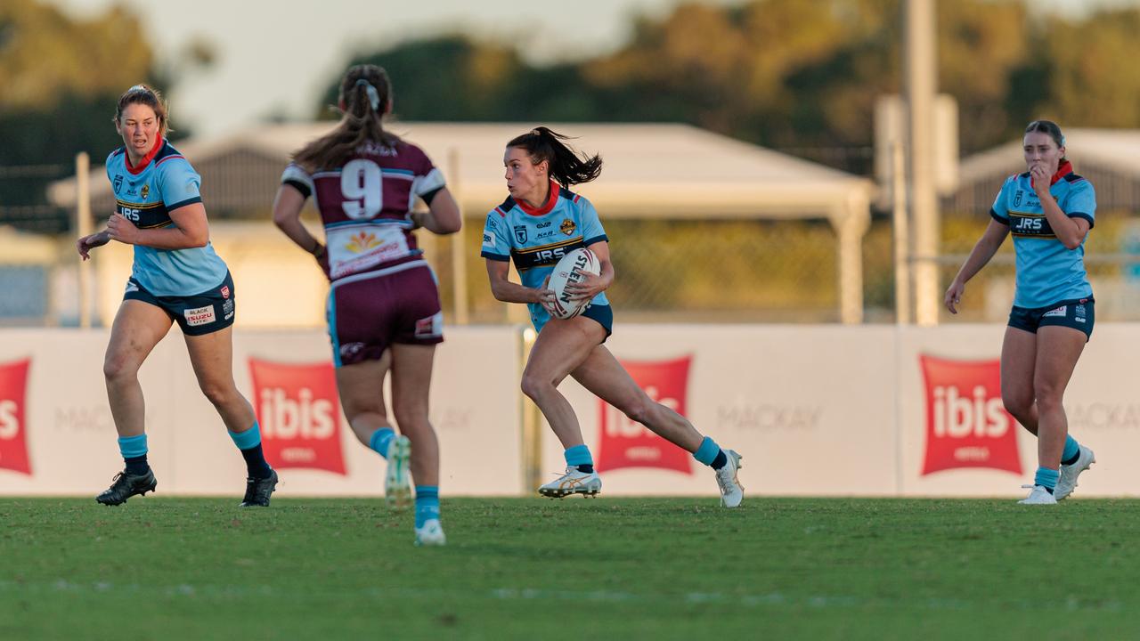 Georgia Sim scored for the Clydesdales in their semi-final clash with the Mackay Cutters. Picture: Benny Hassum Photography