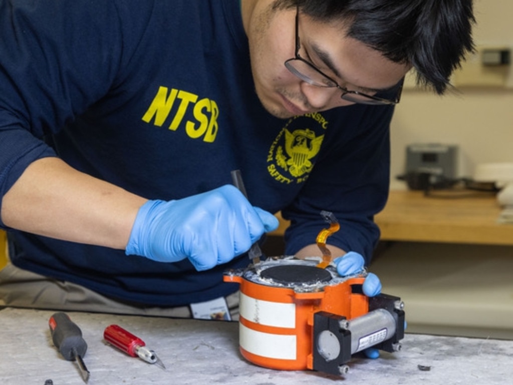 NTSB investigators have recovered the cockpit voice recorder and flight data recorder from the Bombardier CRJ700 airplane involved in the crash. Picture NTSB