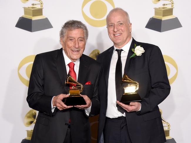 Tony Bennett and Dae Bennett, winners of Best Traditional Pop Vocal Album for 'Tony Bennett Celebrates 90'. Picture: Getty