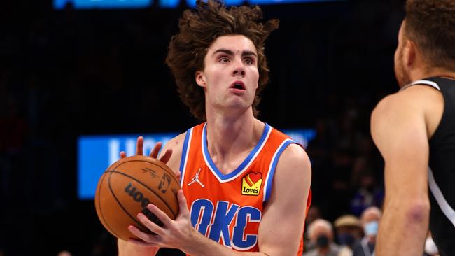 Josh Giddey joined the Thunder after impressing scouts playing for the NBL’s Adelaide 36ers. Picture: Zach Beeker/NBAE via Getty Images