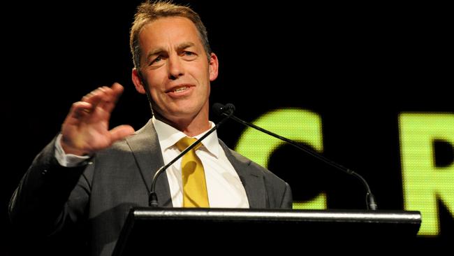 Hawthorn coach Alistair Clarkson addresses the Hawthorn best-and-fairest. Picture: Andrew Henshaw