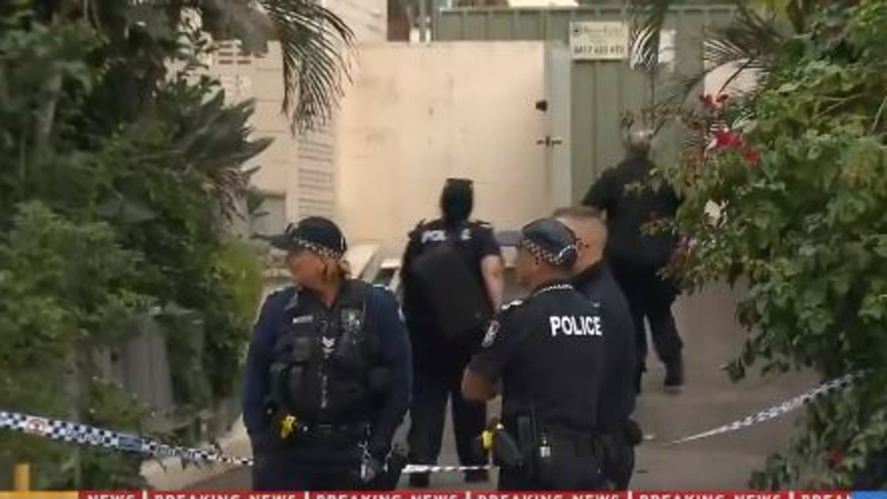 A crime scene has been set up at the apartment block. Picture: Channel 9