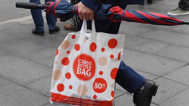 Coles was hit by a dip in sales as shoppers grappled with the single-use plastic bag ban. Picture: AAP/Peter Rae