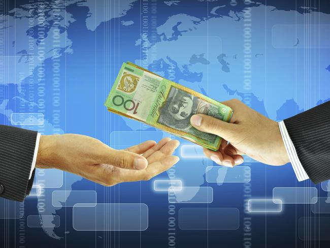 Businessman hands giving money - Australian dollarsTax Evasion, hidden wealth, offshore bank account, swiss bank account, ATO generic, ATO Amnesty generic, thinkstock, wealth generic, tax cheat, Australian dollars, $100 bills, Australian Dollar, Business