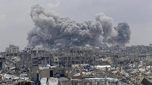 Southern Gaza has been hammered by Israeli air strikes. Picture: Channel 12 TV.