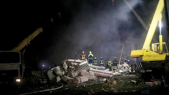 Rescuers work on the rubble of a residential building hit by a missile strike on the outskirts of Dnipro, amid the Russian invasion of Ukraine. Picture: AFP