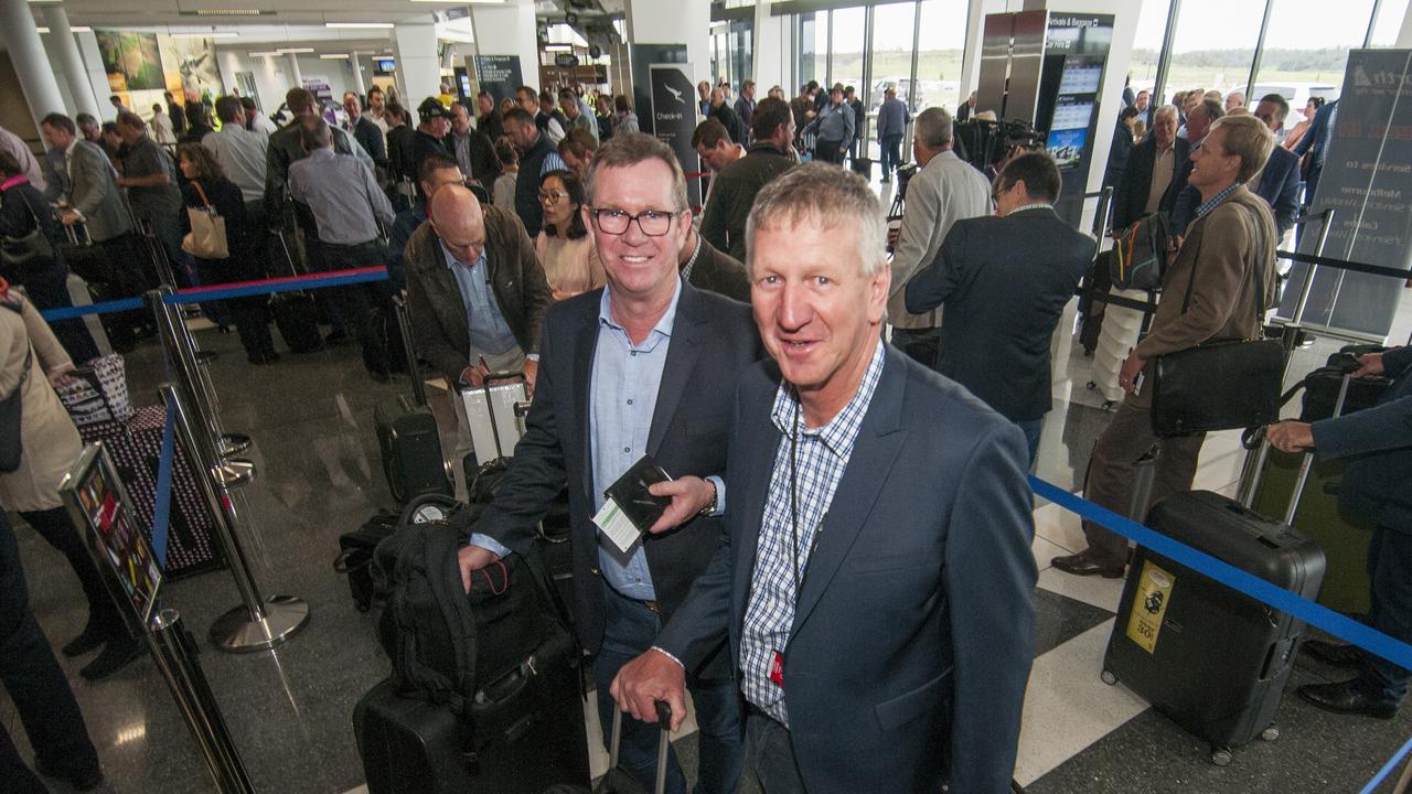 Denis Wagner (front) at Wellcamp Airport in 2016.