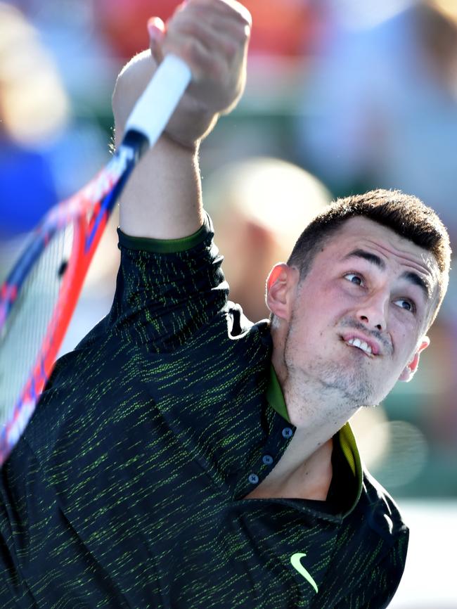 Bernard Tomic serves. Picture: Jay Town