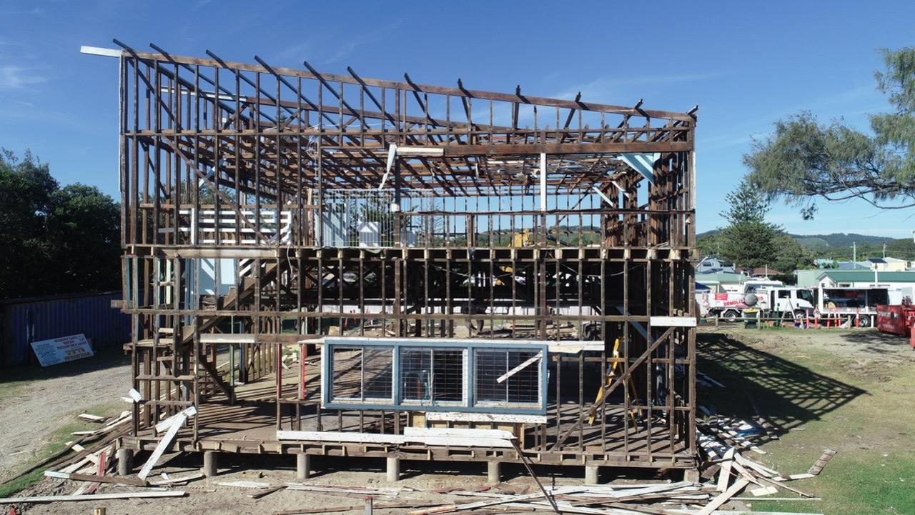 The old Woolgoolga SLSC clubhouse being demolished. February 2021.