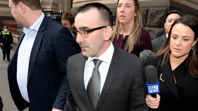 Jason Roberts leaves the Supreme Court in Melbourne after being acquitted of the murders. Picture: Andrew Henshaw