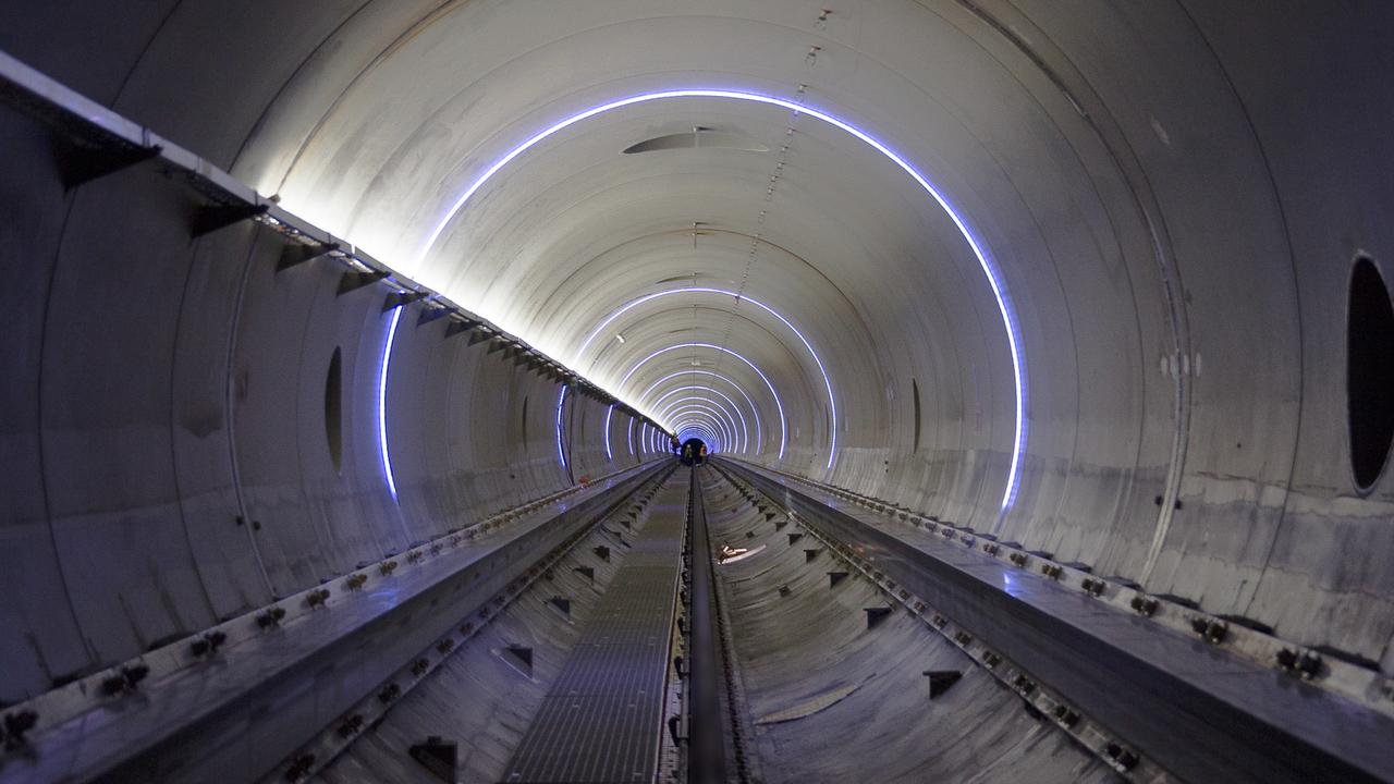 The Virgin Hyperloop pods hurtle through a tube. Picture: Virgin Hyperloop